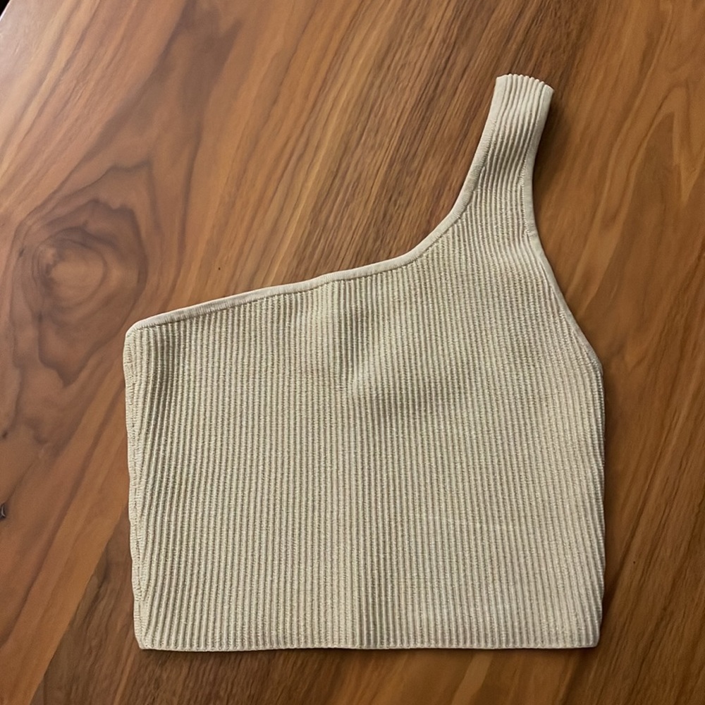 BABATON SCULPT KNIT ONE-SHOULDER CROPPED TANK ‘S’ - Picture 3 of 6